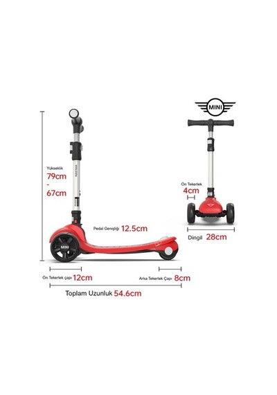 3 Tekerlekli Katlanabilir Scooter, 50 Kg Taşıma Kapasitesi Açık Mavi