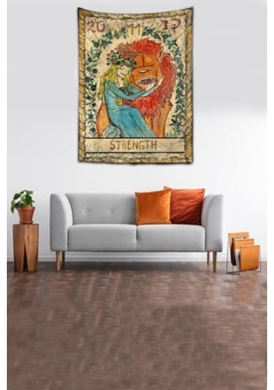 Strength Tarot Yıkanabilir Leke Tutmaz Kumaş Duvar Örtüsü Duvar Halısı Tapestry Karışık 70 X 100 8594037701000 Çok Renkli
