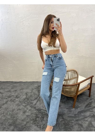 Moderie Butik 6373 Kadın Denim Slıim Palazzo Fit - Mavi