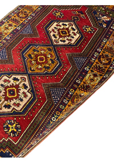 El Dokuma Sıfır Yahyalı Halısı 106x208 Kırmızı Kök Boya Halı Kırmızı