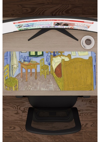 Van Gogh Arles Teki Yatak Odası Tablo V4 70x30 Xl Gaming Kauçuk Kaymaz Taban Mouse Pad Fare Altlığı