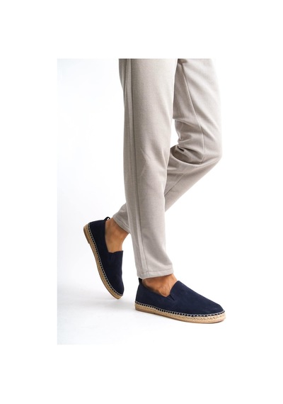 Mubiano Hakiki Deri Summer Erkek Jüt Taban Lacivert Süet Espadril & Loafer -mssr1120-lcv