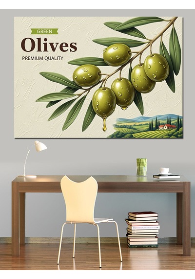 Zeytin Dalları Dekoratif Kanvas - Mdf Ahşap Tablo