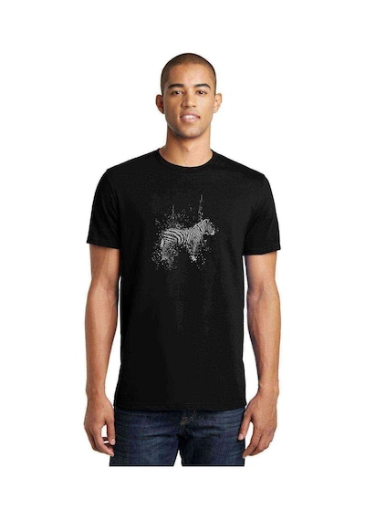 Zebra Baskılı Siyah Erkek Tshirt
