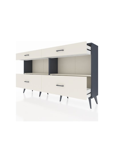 Arges Konsol 2 Raflı 4 Çekmeceli 176x30x99 Antrasit-aytaşı Antrasit-aytaşı