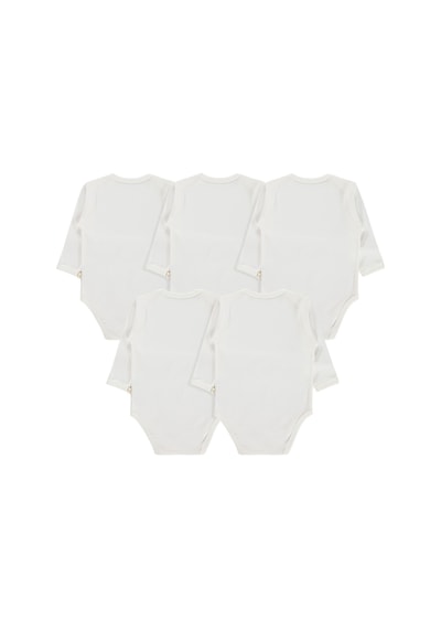 Civil Baby Düz Uzun Kol 5 Li 3-9 Ay Çıtçıtlı Badi - Beyaz
