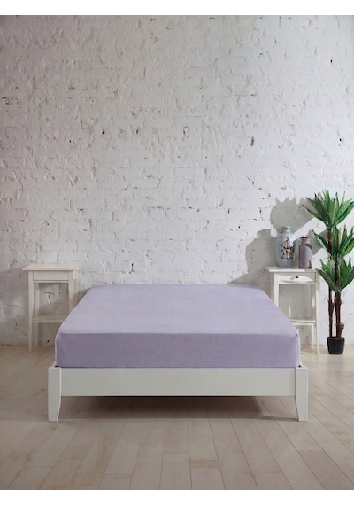 Battal Boy Pamuklu Lastikli Çarşaf, Ranforce Battal Boy Fitted Çarşaf 180x200+20 Cm Lila