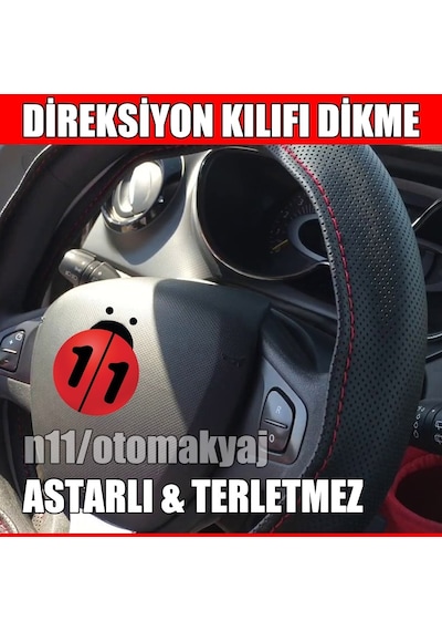 Dacia Logan 2005 – 2012 Direksiyon Kılıfı Siyah Dikme Astarlı