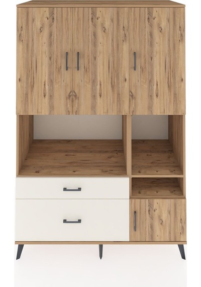 Kronos Dolap 7 Raflı 2 Çekmeceli 4 Kapaklı 132x59x195 Çam-çam... Çam