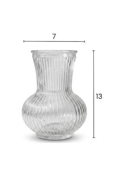 Deconox Pure Model El Yapımı Üfleme Cam Küçük Vazo - Şeffaf Optikli Dekoratif Çiçeklik 13x7 Cm Diğer