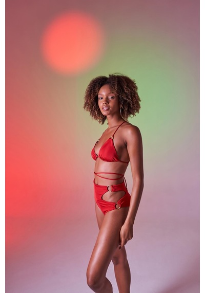 Holly Lolly Üçgen Bağcıklı Ayarlanabilir Delphi Bikini Üstü Kırmızı