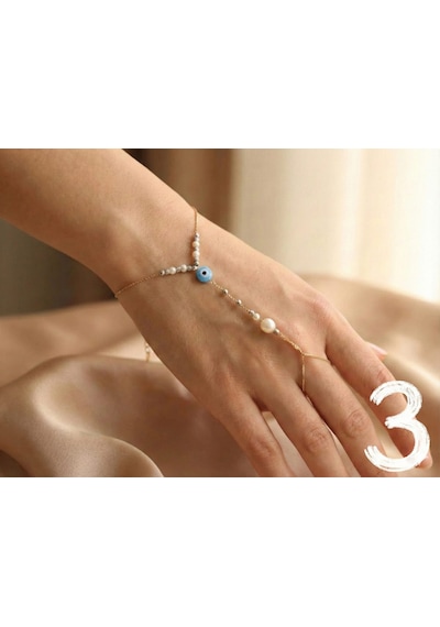 925 Ayar Gümüş Dorika Toplu Nazarlı Taşlı Nefertiti Şahmeran.rose.gold.rodaj