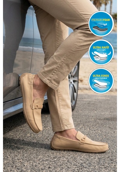 Gamelu Bej Keten Hafızalı Taban Hafif Erkek Casual Ayakkabı Scany M