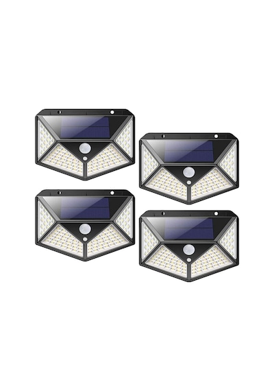 Dış Mekan İçin Solar Lambalar, 100 Led 1800 Mah Dış Mekan Güvenlik Işığı, Hareket Dedektörlü, Su Geçirmez, 300 Duvar Lambaları, Kablosuz Güneş Enerjisiyle Çalışan Lambalar, Bahçe Dış Mekan İçin 3 Mod 4 Adet