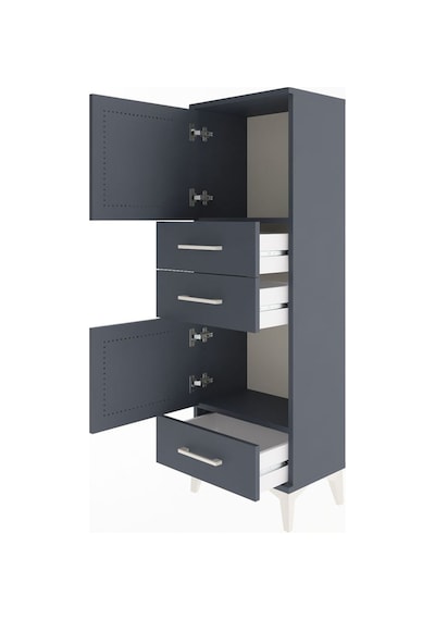 Arges Dolap 2 Raflı 3 Çekmeceli 2 Kapaklı 44x30x134 Antrasit-... Antrasit