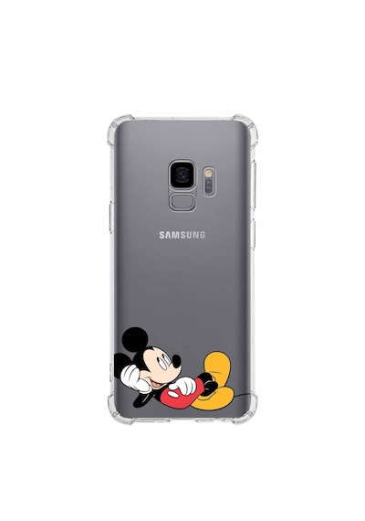 Samsung Galaxy Uyumlu S9 Köşe Korumalı Antişok Kapak Mickey Mouse Tasarımlı Şeffaf Kılıf