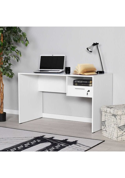Adoremobilya Concept Kilitli Çekmeceli Çalışma Masası - Diamond Beyaz Diamond Beyaz