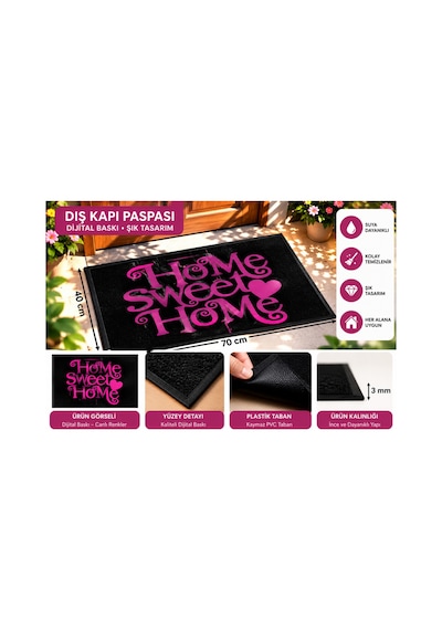 Dış Kapı Paspası 40x70 Cm Dijital Baskılı Kaymaz Pvc Plastik Tabanlı Kapı Önü Paspası Pembe Siyah - 937348033 Pembe Siyah Dış Kapı Paspası 40x70 Cm Dijital Baskılı Kaymaz Pvc Plastik Tabanlı Kapı Önü Paspası Pembe Siyah - 937348033 Pembe Siyah