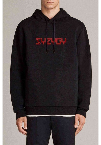 The Oa Syzygy Baskılı Siyah Erkek Örme Kapşonlu Sweatshirt
