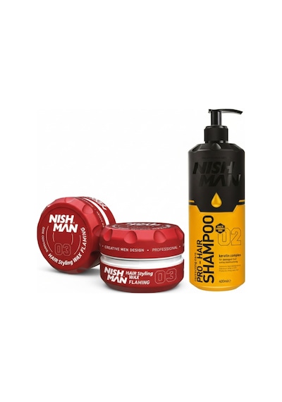 03 Saç Şekillendirici Ultra Sert Parlak Wax 150 Ml X 3 Adet/ + 400 Ml Tuzsuz Şampuan Hediye