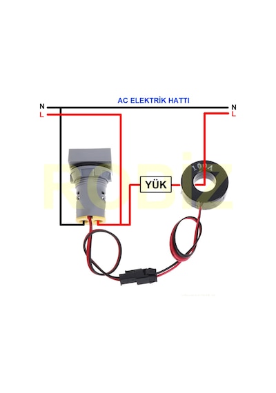 AC 20-500V 100A Kare Dijital Voltmetre Ampermetre  220V Kırmızı