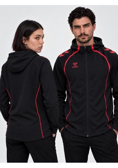 Hummel Target Zip Hoodie Siyah - Kırmızı
