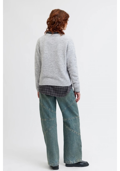 Jack & Jones Jxevi Crew Neck Knit Kadın Kazak Gri