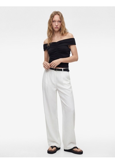 Koton Büzgülü Kolsuz Slim Fit Modal Omzu Açık Bluz Antrasit 6sal30268ık