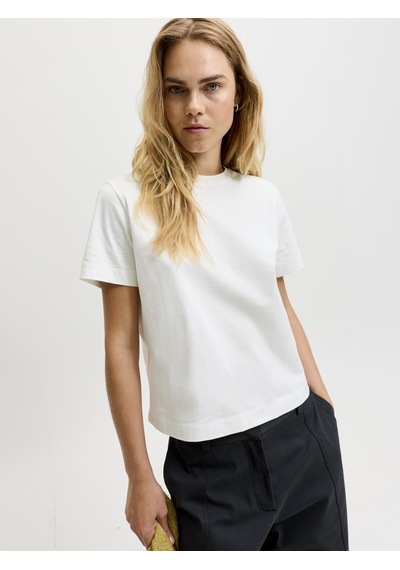 Jack & Jones Kadin Box Fit Bisiklet Yaka Tisört - Sophia - 12297887 Cloud Dancer