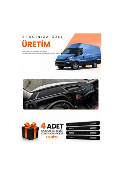 Iveco Daıly 2015-2021 Uyumlu Torpido Koruma Örtüsü Oto Kılıfı - Siyah Gri