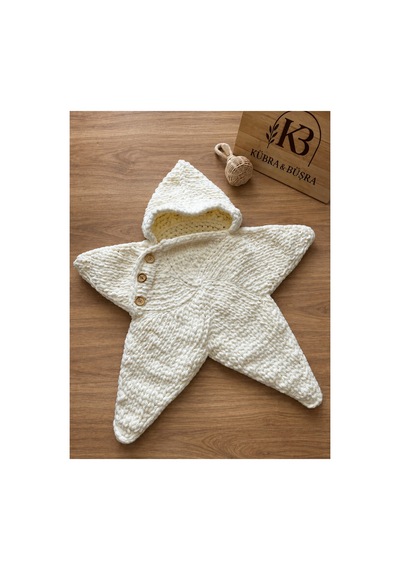Baby Pure Soft Puffy Yıldız Tulum Kundak 0-6 Ay Krem Krem