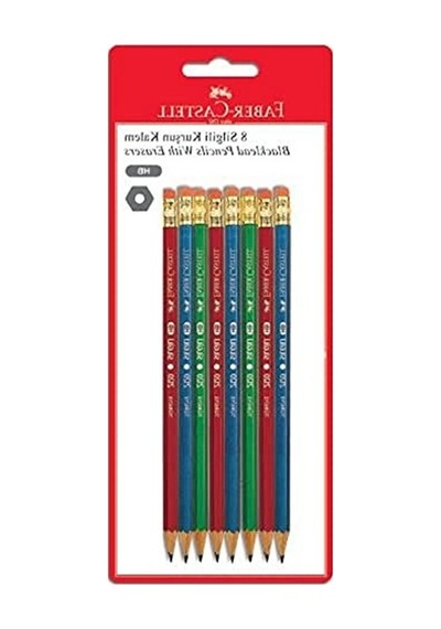 8'li Silgili Kurşun Kalem Seti, Faber-castell Kalitesi 124-Pembe