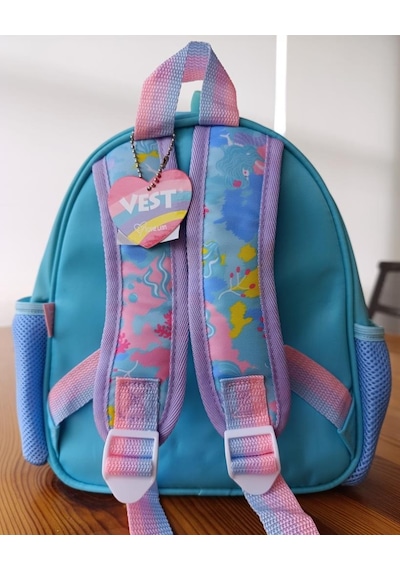 Vest Anaokulu Çantası Turkuaz Unicorn