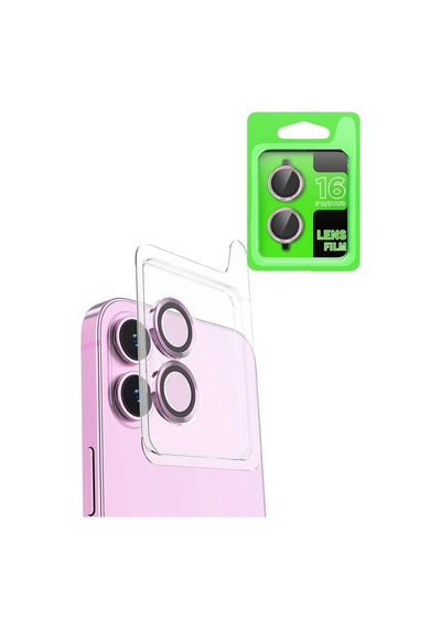 Mey İthalat Apple, Uyumlu iPhone 16 Raze Metal Kamera Lens - Pembe
