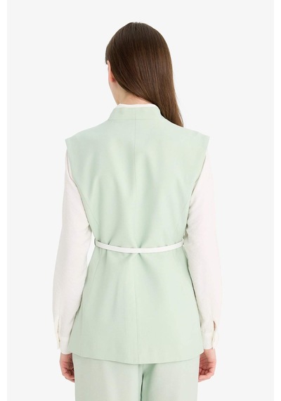 Defacto V Yaka Kemerli Twill Tesettür Klasik Yelek F1371ax25smgn1181 Yeşil