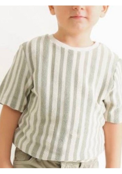 Nanica Kids Erkek Çocuk Örme Triko Çizgili T-shirt-15725 YESIL