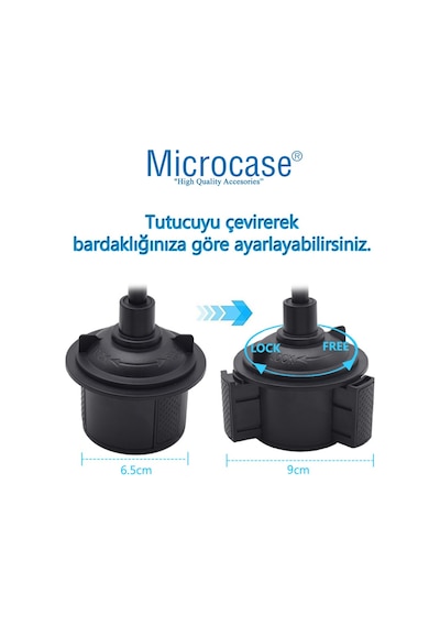Microcase Araç Içi Bardaklıktan Monte Telefon Tutucu Siyah Al2910