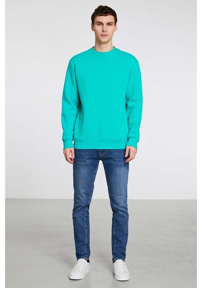 Grimelange Travıs Erkek Yumuşacık Kumaşlı Regular Fit Yuvarlak Yakalı Yeşil Sweatshirt