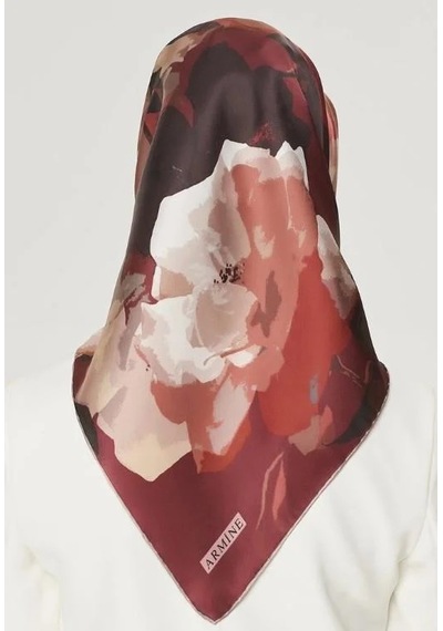 Armine İpek Eşarp Nostalji - 8534-35 Bordo Twill Bordo