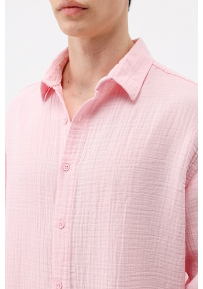 Vamos Müslin Kumaş Oversize Gömlek Pembe