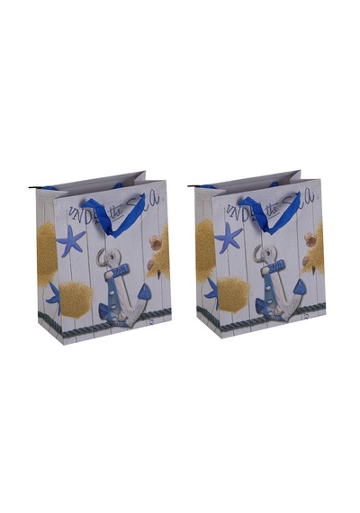 Bosphorus Hediye Çantası Seti 2 Adet,italyan Tasarım,gemici Çıpası 32x26x10