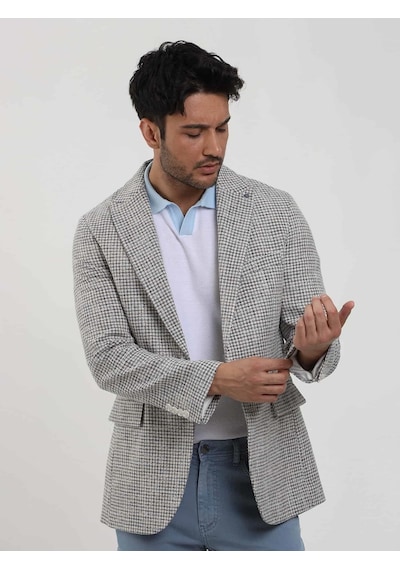 Dufy Saks Erkek Slim Fit Pitikare Desenli Sivri Yaka Casual Ceket - 104437-saks Saks Mavi Dufy Saks Erkek Slim Fit Pitikare Desenli Sivri Yaka Casual Ceket - 104437-saks Saks Mavi