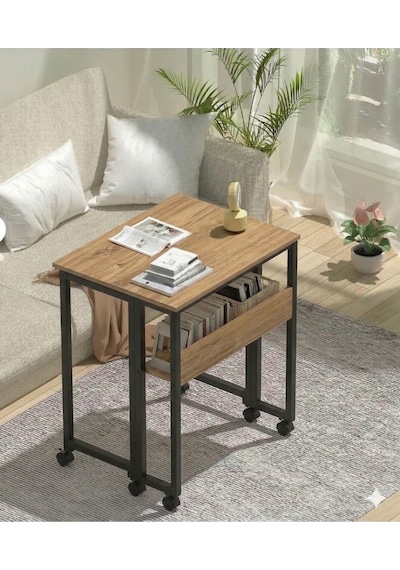 Sidney Kitaplık Raflı Katlanır Masa 70 Cm Tekerli Bilgisayar Masası Laptop Masası Siyah - Çam Sidney Kitaplık Raflı Katlanır Masa 70 Cm Tekerli Bilgisayar Masası Laptop Masası Siyah - Çam