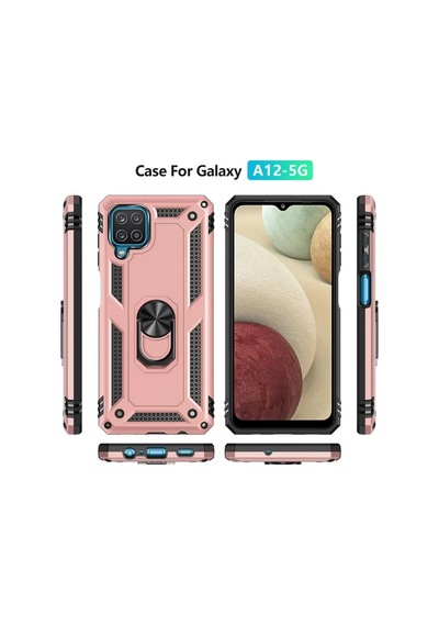 Newface Samsung Galaxy A22 Kılıf Sofya Yüzüklü Silikon Kapak - Rose