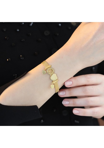 Pandora Kalp Charmlı Hasır Gold Kaplama Bileklik Gümüş