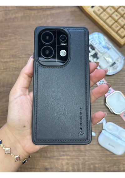 Redmi Note 13 Pro 4g Uyumlu Premium Deri Dokulu Darbelere Karşı Dayanıklı Nazal Silikon Kılıf Siyah