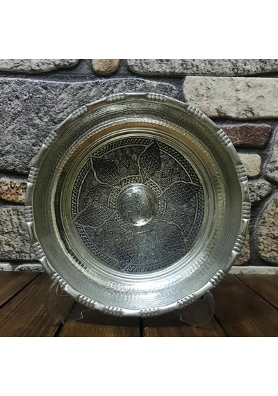 Kalaylı Bakır Hamam Tası 20 Cm Gümüş
