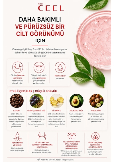 The Ceel Kafein & Üzüm Çekirdeği Yağı Sıkılaştırıcı Vücut Bakım Jeli 250 ML