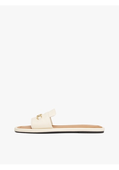 Tommy Hilfiger Leather Horsebıt Mule Kadın Bej Sandalet - Fw0fw08420