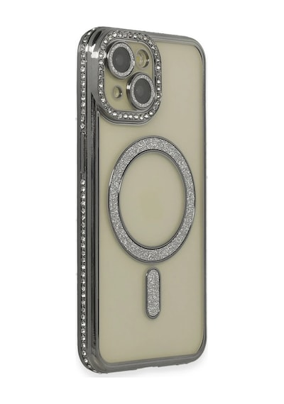 Muratech Newface Apple iPhone Uyumlu  15 Kılıf Joke Simli Magneticsafe Kılıf - Gri